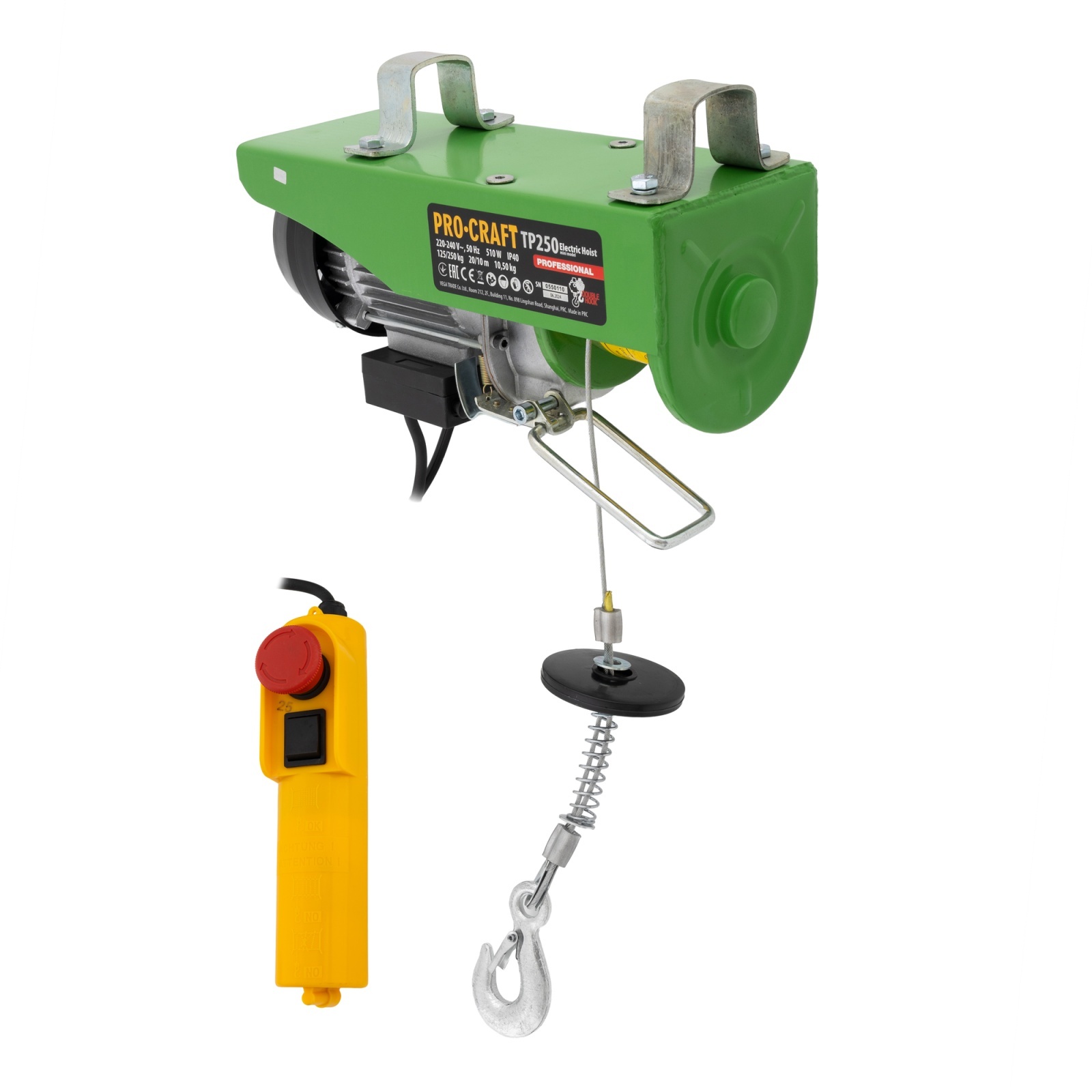 Troliu electric palan Procraft TP250, 510W, cu kit montare Greutate 250kg – In lucru Troliu electric palan Procraft TP250, 510W, cu kit montare Greutate 250kg - In lucru