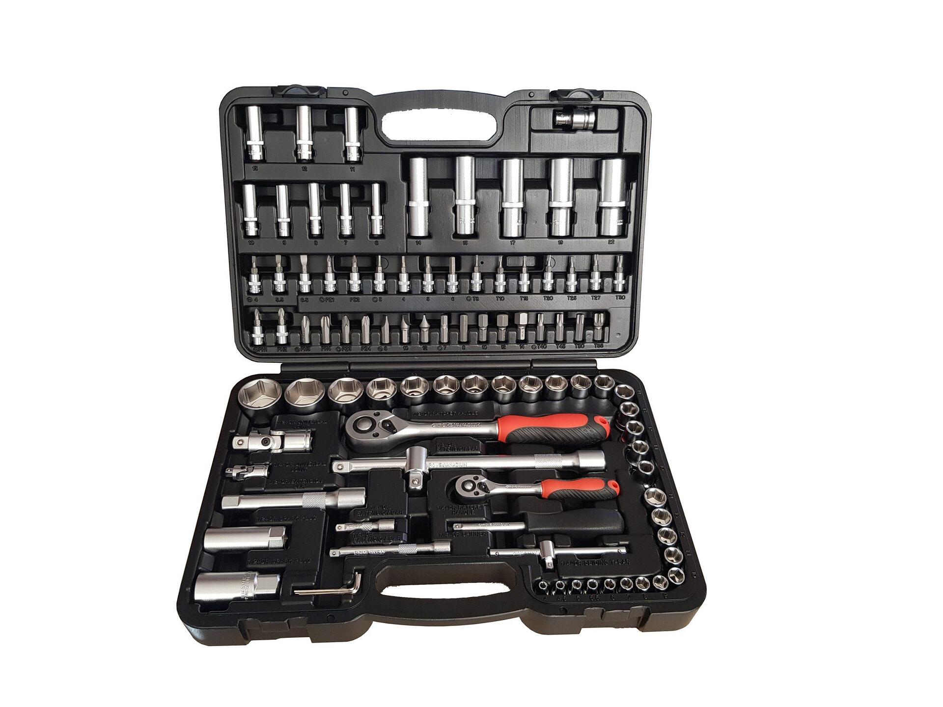 Trusa chei tubulare, 1/2″ si 1/4″, 94 piese, Euro Quip – In lucru Trusa chei tubulare, 1/2" si 1/4", 94 piese, Euro Quip - In lucru