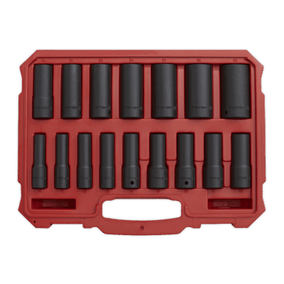 Trusa chei tubulare adanci Lock-On, 1/2", 16 piese, Sealey