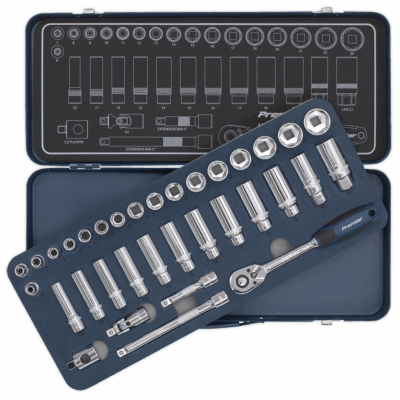 Trusa chei tubulare Lock-On, 3/8", 34 piese