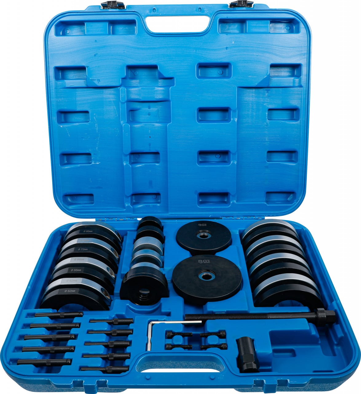 Trusa pentru demontarea si montarea rulmentilor de roata Volkswagen / Audi cu dimensiunile: 62 – 66 – 72 si 85 mm , BGS 9086 – Motor Trusa pentru demontarea si montarea rulmentilor de roata Volkswagen / Audi cu dimensiunile: 62 - 66 - 72 si 85 mm , BGS 9086 - Motor