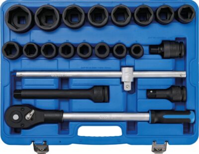 Trusa tubulare de impact 19-50 mm, profil hexagon, antrenare 3/4", 21 piese, BGS 5258