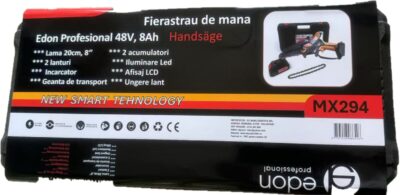 Mini fierastrau Edon MX294 Profesional 2 acumulatori 42 V 8Ah rezervor ulei sistem ungere lant lama 20 cm - SimpleTools