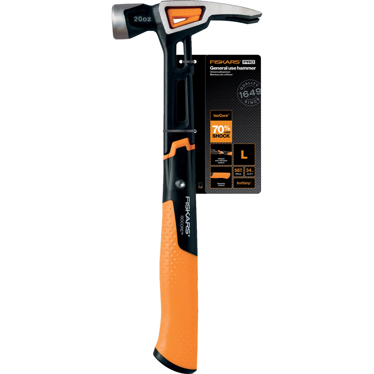Ciocan universal Fiskars IsoCore L, 156001, 600 g, 35 cm - imagine 2