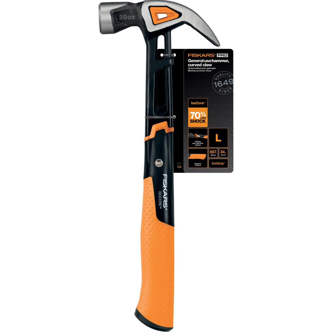 Ciocan curbat Fiskars IsoCore L, 1027203,  907 g, 340 mm - imagine 2