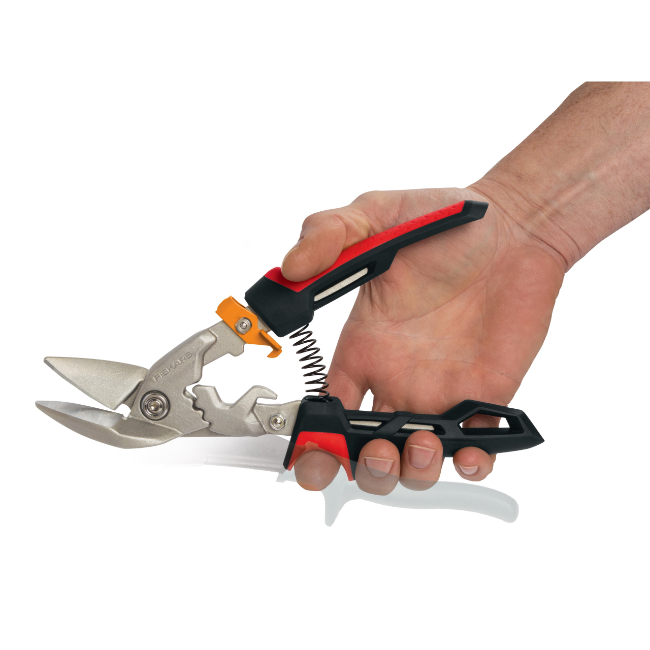 Foarfeca pentru tabla Fiskars PowerGear, cotita pe stanga - imagine 5