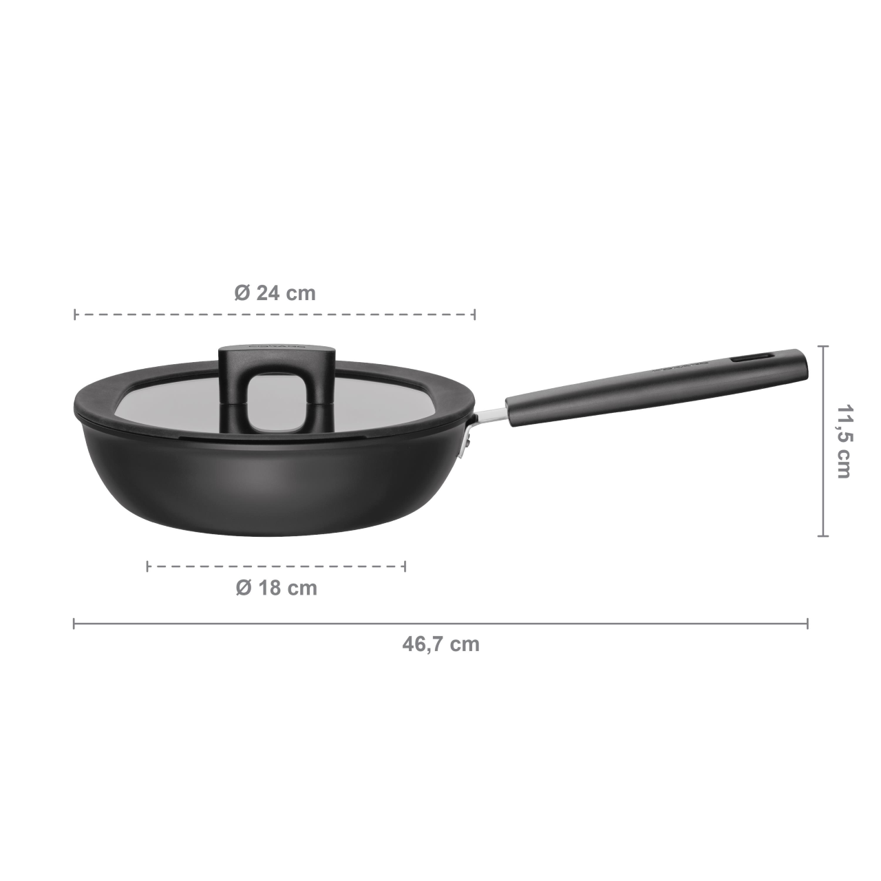 Tigaie pentru sote cu capac Fiskars Hard Face, 24 cm, 2.2 L - imagine 3