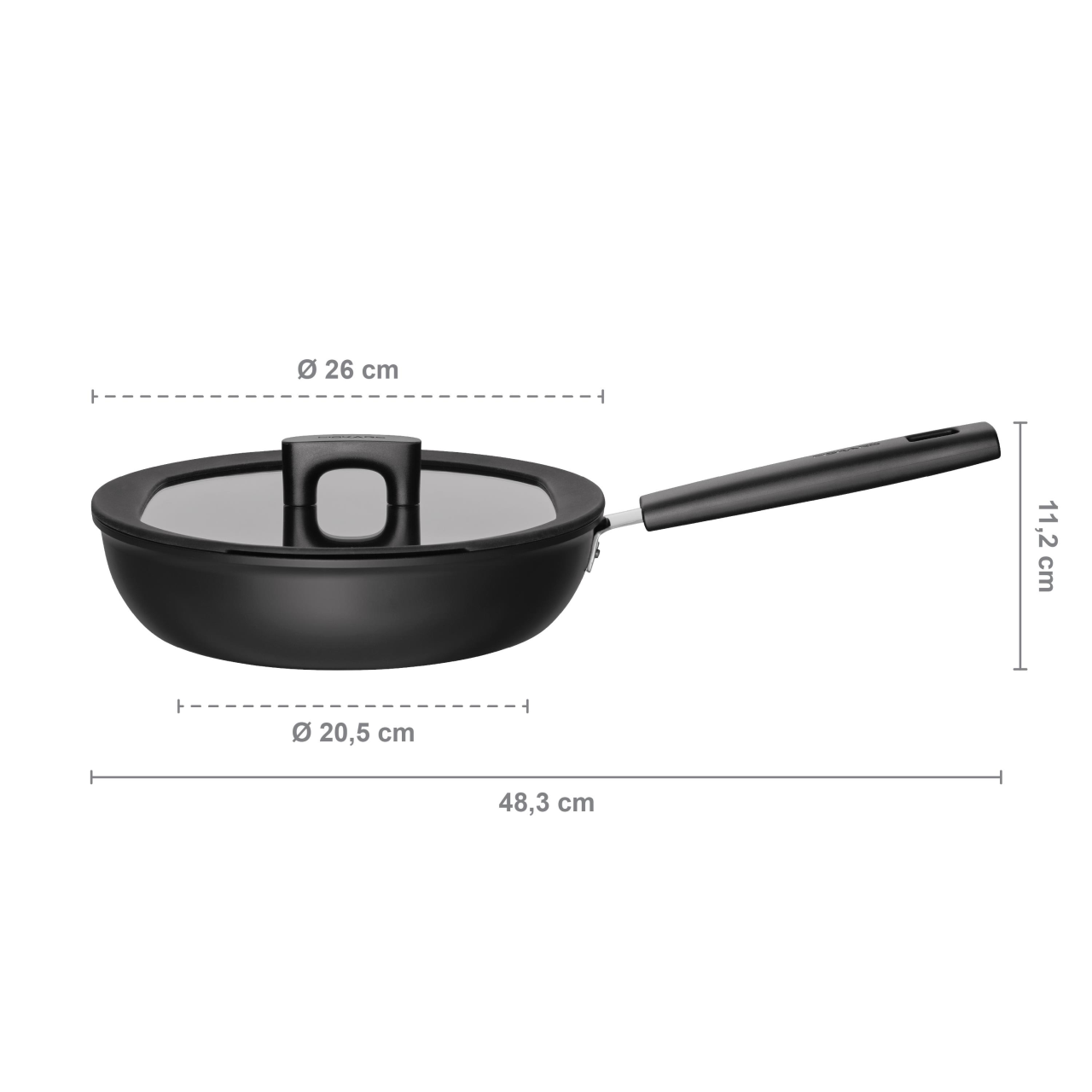 Tigaie pentru sote cu capac Fiskars Hard Face, 26 cm, 2.8 L - imagine 2
