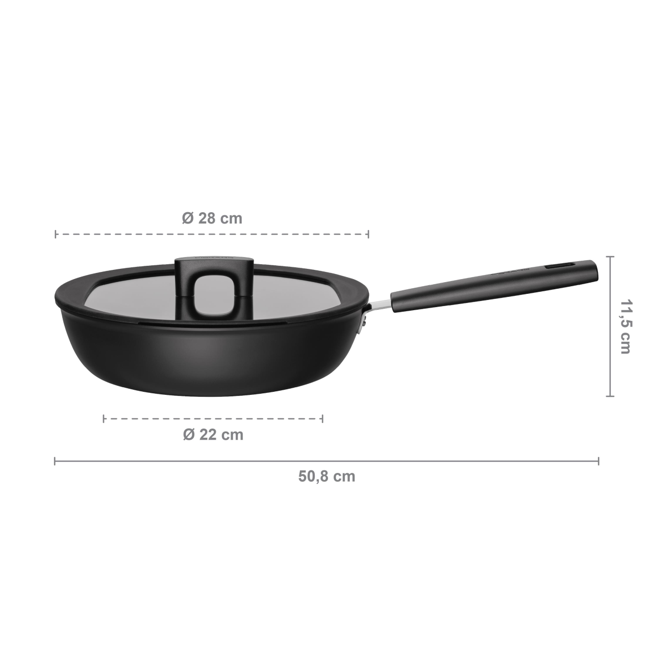 Tigaie pentru sote cu capac Fiskars Hard Face, 28 cm, 3.5 L - imagine 2