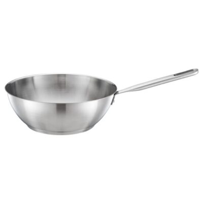 Tigaie wok, din otel inoxidabil, fara acoperire antiaderenta, Fiskars All Steel Pure, Ø 28 cm