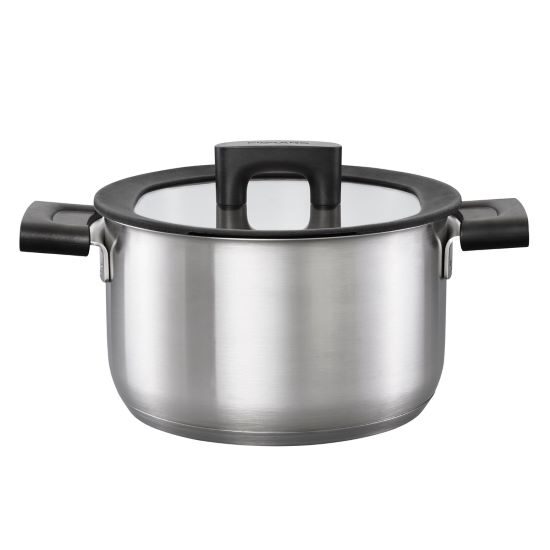 13273325_PRODUCT Oala cu capac, din otel inoxidabil, fara acoperire antiaderenta, Fiskars Hard Face, 3.5 l, 20 cm - imagine 1