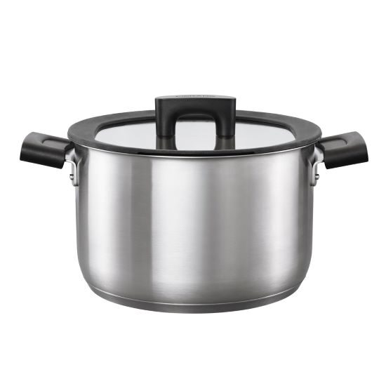 13273331_PRODUCT Oala cu capac, din otel inoxidabil, fara acoperire antiaderenta, Fiskars Hard Face, 5 l, 22 cm - imagine 1