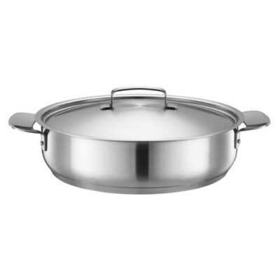 Cratita cu capac, din otel inoxidabil, antiaderenta, Fiskars All Steel, Ø 28 cm