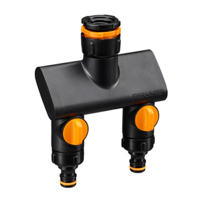 Conector robinet cu 2 cai Fiskars Comfort On/Off, 1070577, diametru conector 1/2", 3/4", 1"