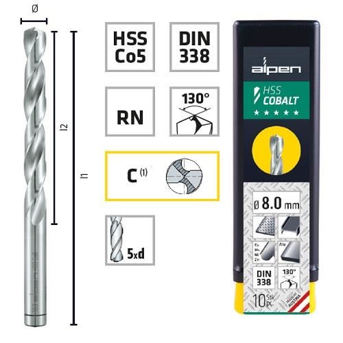 4406667_PRODUCT Burghiu pentru metal, ALPEN HSS Cobalt, DIN338 RN - imagine 1