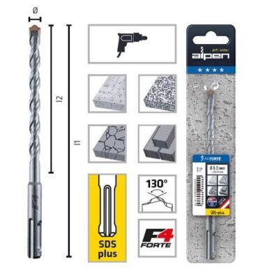 Burghiu pentru beton, ALPEN SDS PLUS, F4 Forte 2   MUCHII, 22X450/400