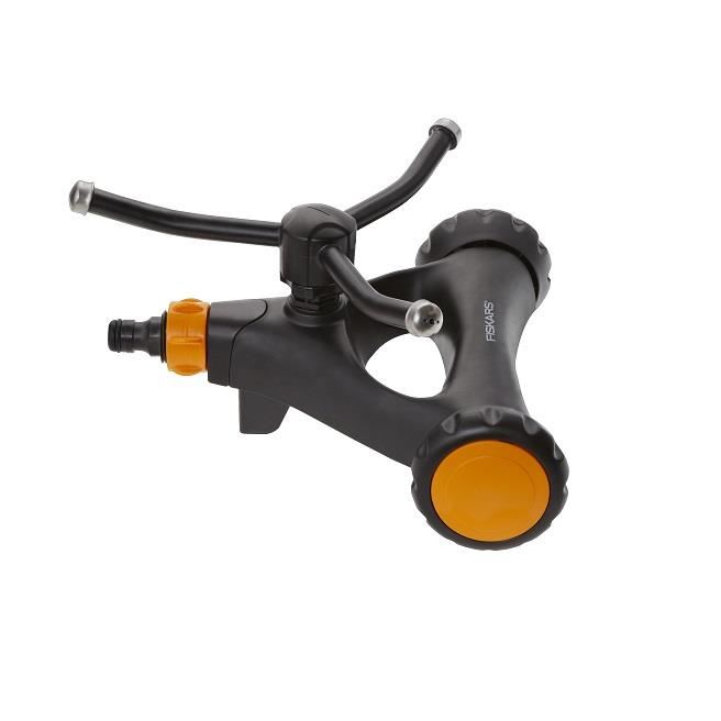 4449257_BIG Aspersor rotativ Fiskars, cap metalic, cu roti - imagine 1