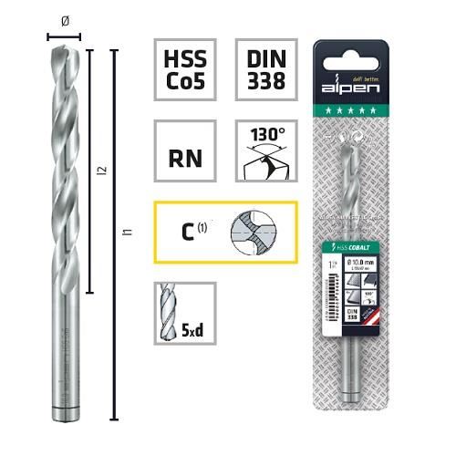 4479353_PRODUCT Burghiu pentru metal, ALPEN HSS Cobalt, DIN338 RN - imagine 1