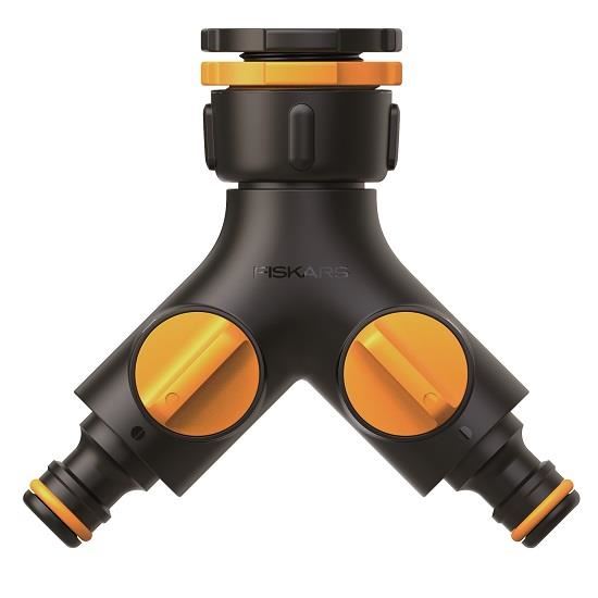 5585708_BIG Conector pentru robinet Fiskars, doua cai, on/off, 1/2", 3/4", 1" - imagine 1