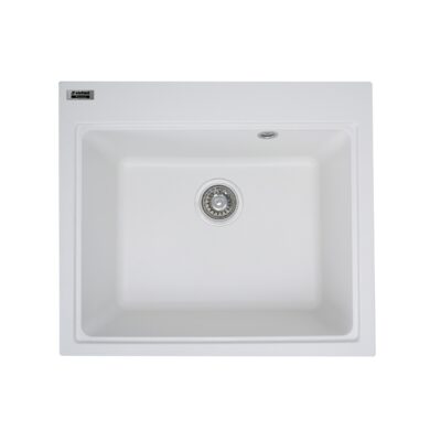 Chiuvetă din compozit de granit pentru bucătărie ELEFANT PREMIUM 5852 VESTA Alb 580 x 518 mm