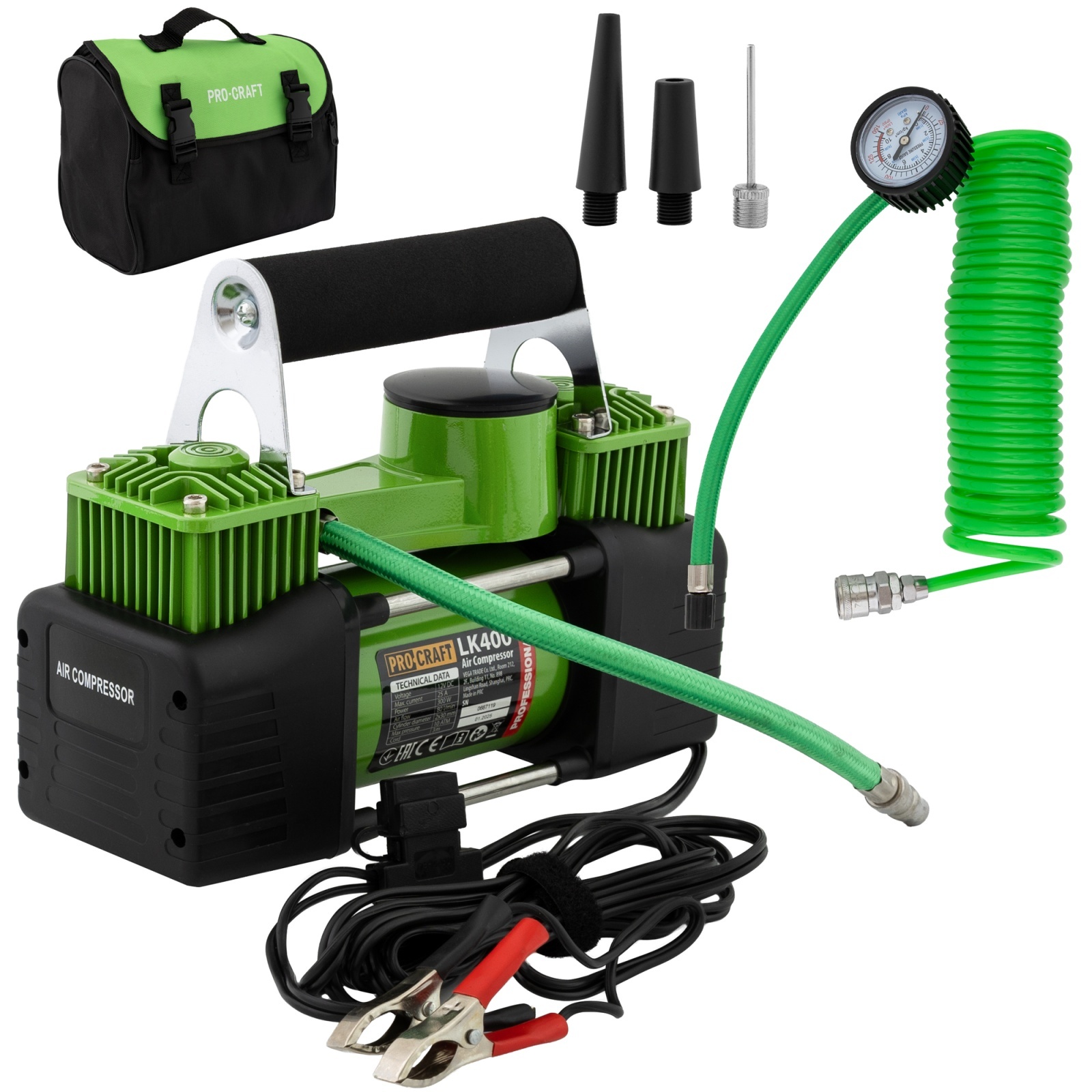 Compresor auto Procraft LK400, 25 A, 80 l/min, 25 atmosfere, 276W – SimpleTools Compresor auto Procraft LK400, 25 A, 80 l/min, 25 atmosfere, 276W - SimpleTools