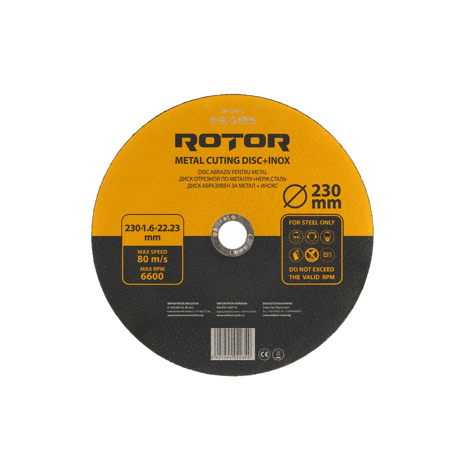 Disc abraziv pentru metal+inox ROTOR 230*1,6*22,23 – Pachet 25 bucati – SimpleTools Disc abraziv pentru metal+inox ROTOR 230*1,6*22,23 - Pachet 25 bucati - SimpleTools