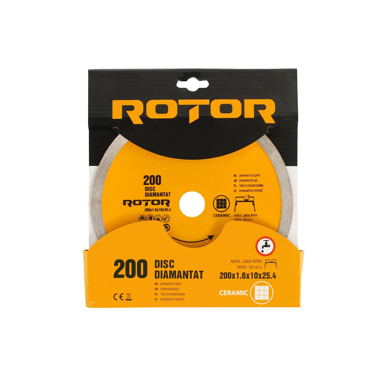 DISC DIAMANTAT 200×1.6×25.4 continuu with water Rotor – SimpleTools DISC DIAMANTAT 200x1.6x25.4 continuu with water Rotor - SimpleTools