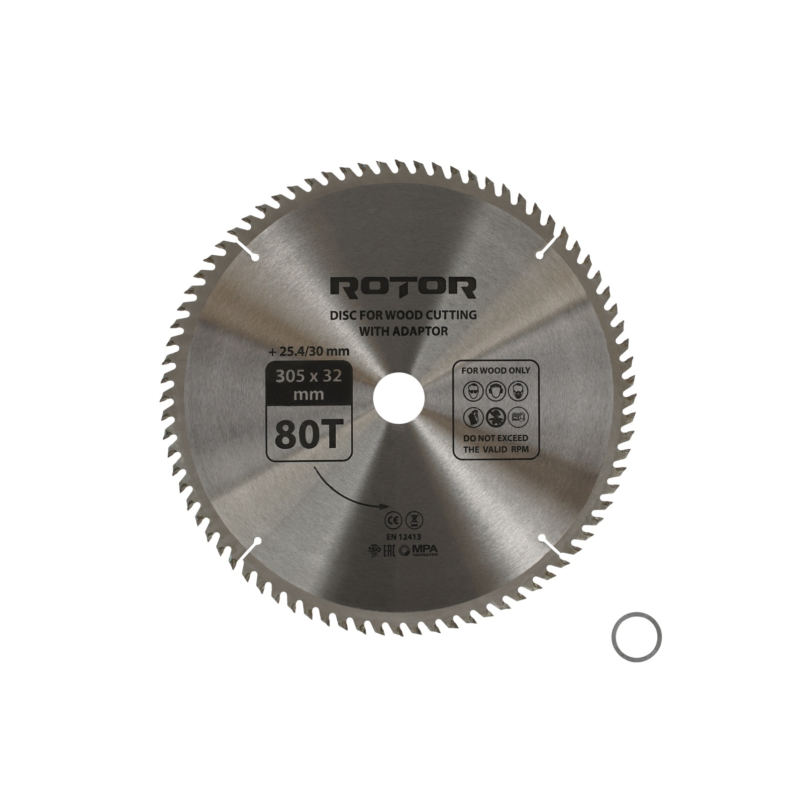 Disc taiat lemn ROTOR 305*32/30/25,4 cu adaptor 80T – SimpleTools Disc taiat lemn ROTOR 305*32/30/25,4 cu adaptor 80T - SimpleTools