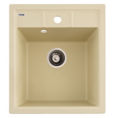 FCB-4651BI/1, Chiuveta de bucatarie din granit cu o cuva, seria BRICK, Ivory, 460x515x200 mm, FLOW