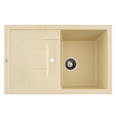 FCB-7749FI/1.5T, Chiuveta de bucatarie din granit cu o cuva si scurgator, seria FORT, Ivory, 775x495x200 mm, FLOW