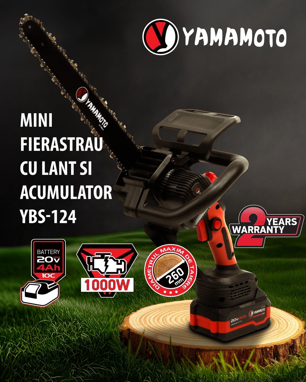 Mini drujba 12″ pe acumulator cu 1 acumulator 20V/ 4Ah si incarcator YAMAMOTO YBS-124, 6200 rot/min, Brushless – SimpleTools Mini drujba 12" pe acumulator cu 1 acumulator 20V/ 4Ah si incarcator YAMAMOTO YBS-124, 6200 rot/min, Brushless - SimpleTools
