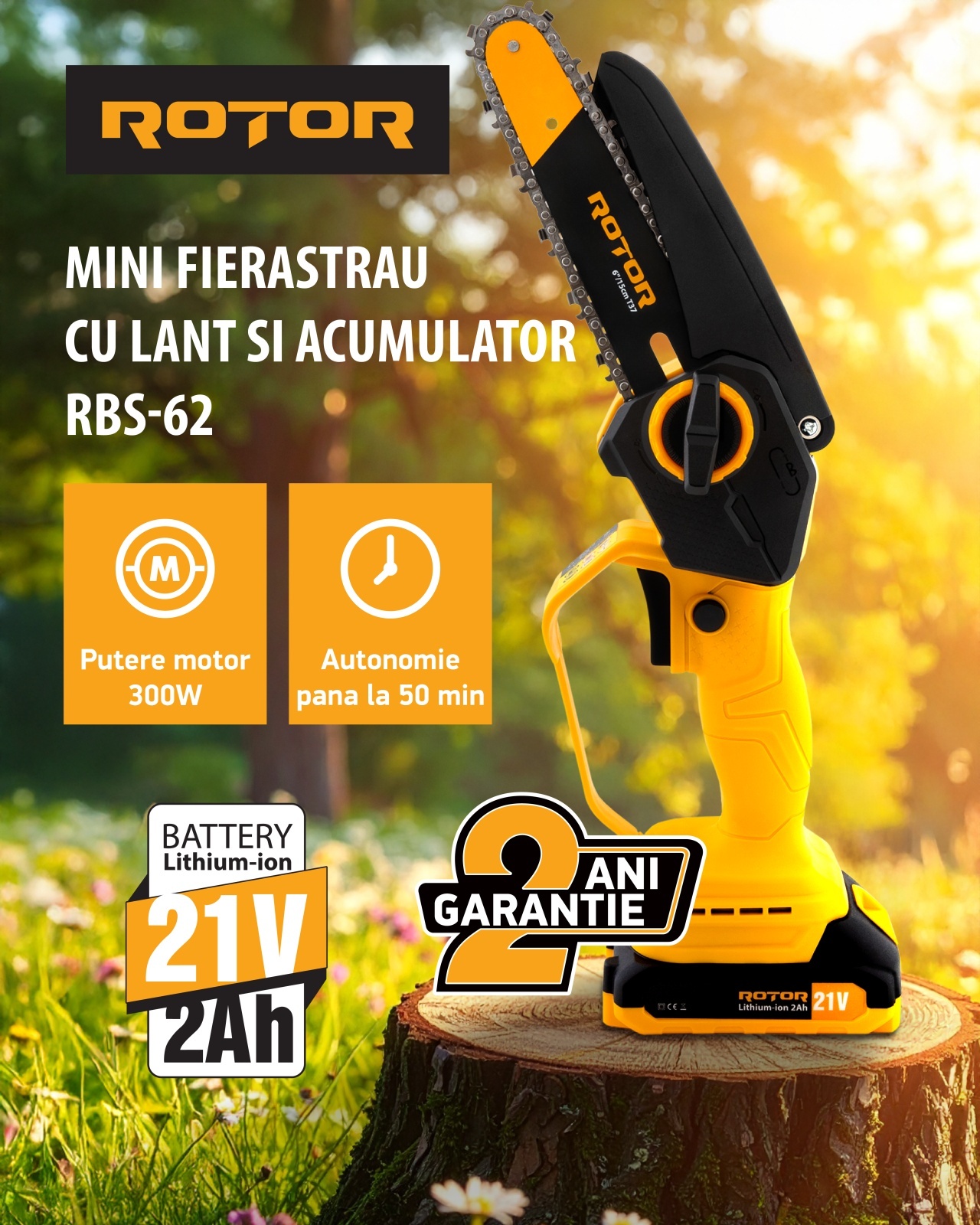 Mini drujbă 6″ RBS-62 ROTOR, 1 acumulator 21V/2Ah, 1 x incarcator – SimpleTools Mini drujbă 6" RBS-62 ROTOR, 1 acumulator 21V/2Ah, 1 x incarcator - SimpleTools