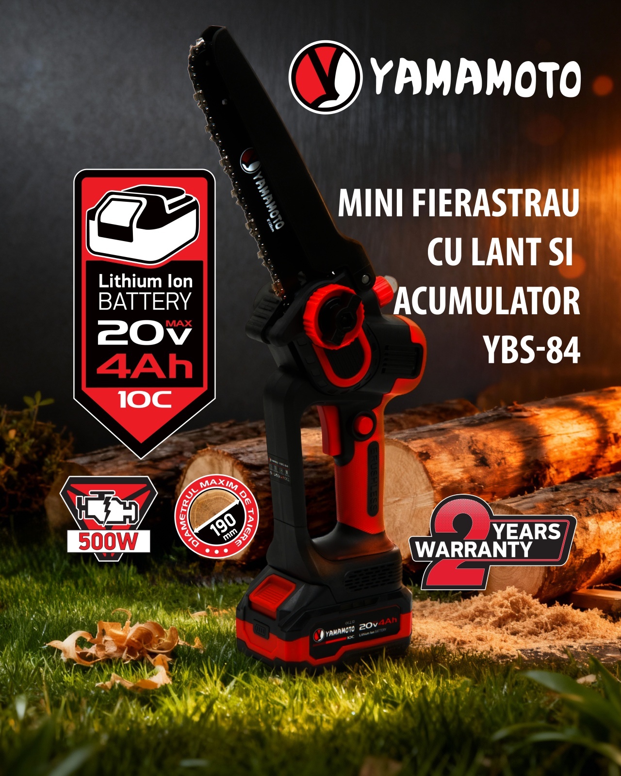 Mini drujba 8″ pe acumulator cu 1 acumulator 20v/4Ah si incarcator YAMAMOTO YBS-84 5400 rot/min, Brushless – SimpleTools Mini drujba 8" pe acumulator cu 1 acumulator 20v/4Ah si incarcator YAMAMOTO YBS-84 5400 rot/min, Brushless - SimpleTools