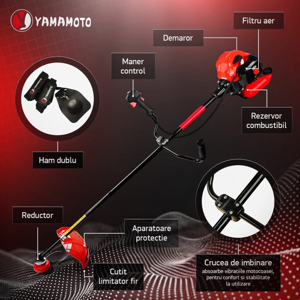 Motocoasa benzina Yamamoto YMA.56, 2T, 5.8 CP, 10000 rpm - SimpleTools