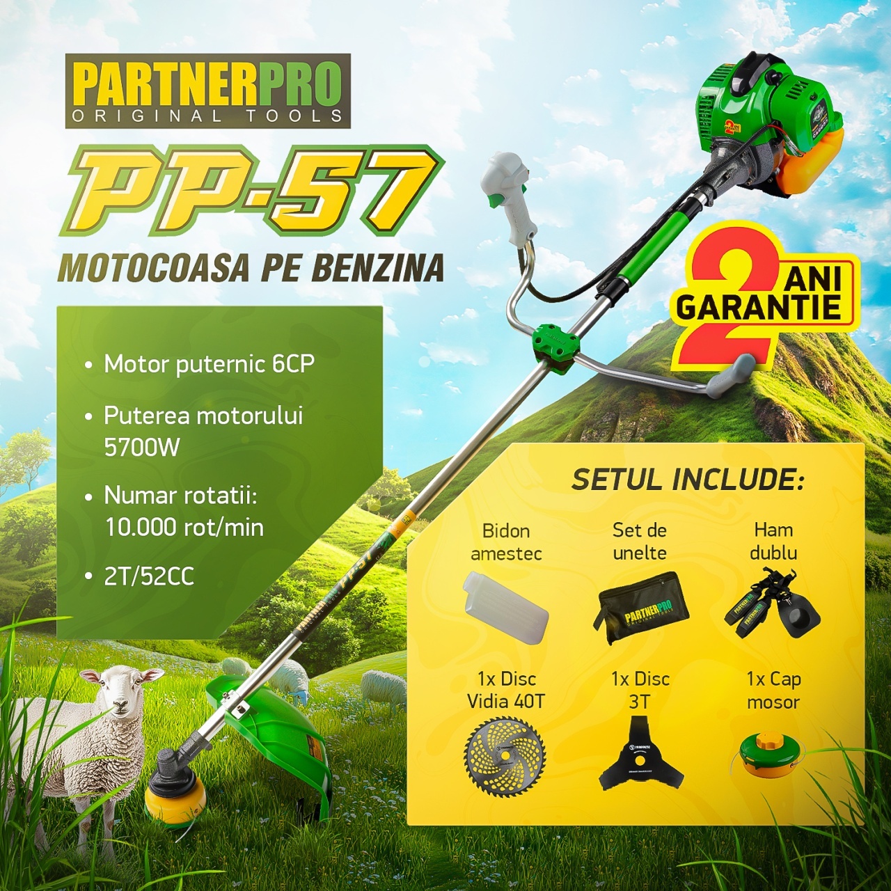 Motocoasa pe benzina PartnerPro PP57 , 6CP, 52CC, 2T – SimpleTools Motocoasa pe benzina PartnerPro PP57 , 6CP, 52CC, 2T - SimpleTools