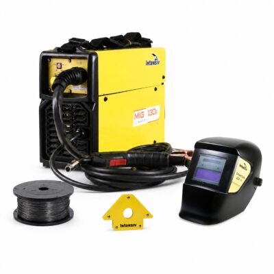 Pachet complet sudură MIG fără gaz: INTENSIV MIG 130s, sârmă flux 0,8 mm 1 kg, mască SPARTAN 11 și magnet MAG 22
