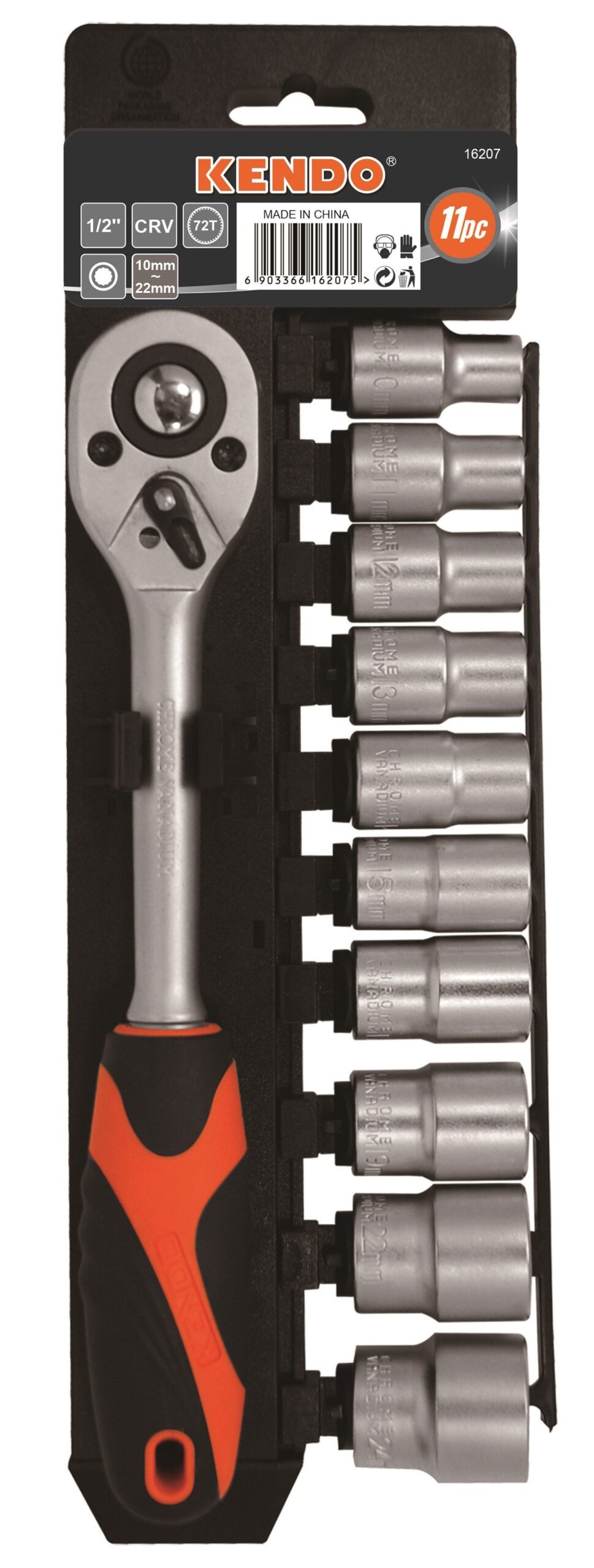 set-de-capete-1-2-cu-clichet-11-bucati-cod-16207 Set de capete 1/2" cu clichet, 11 bucati, cod 16207 - imagine 1