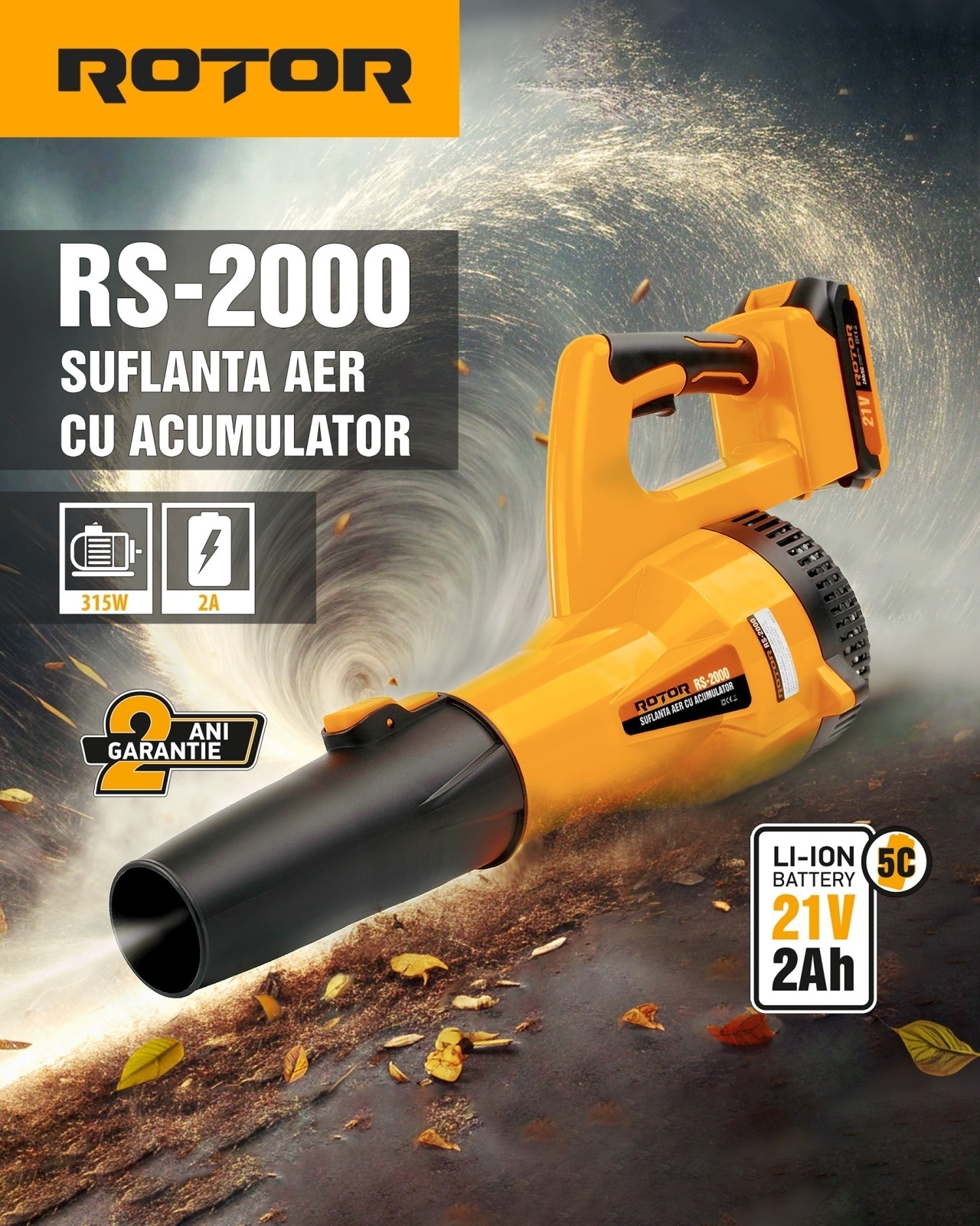 Suflantă aer pe acumulator ROTOR RS-2000 cu 1 acumulator 21V / 2Ah si incarcator ROTOR – SimpleTools Suflantă aer pe acumulator ROTOR RS-2000 cu 1 acumulator 21V / 2Ah si incarcator ROTOR - SimpleTools