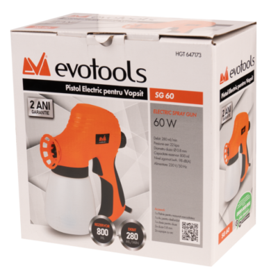 Pistol Electric pentru Vopsit SG60 EvoTools / P[W]: 60; V[ml]: 800 - SimpleTools