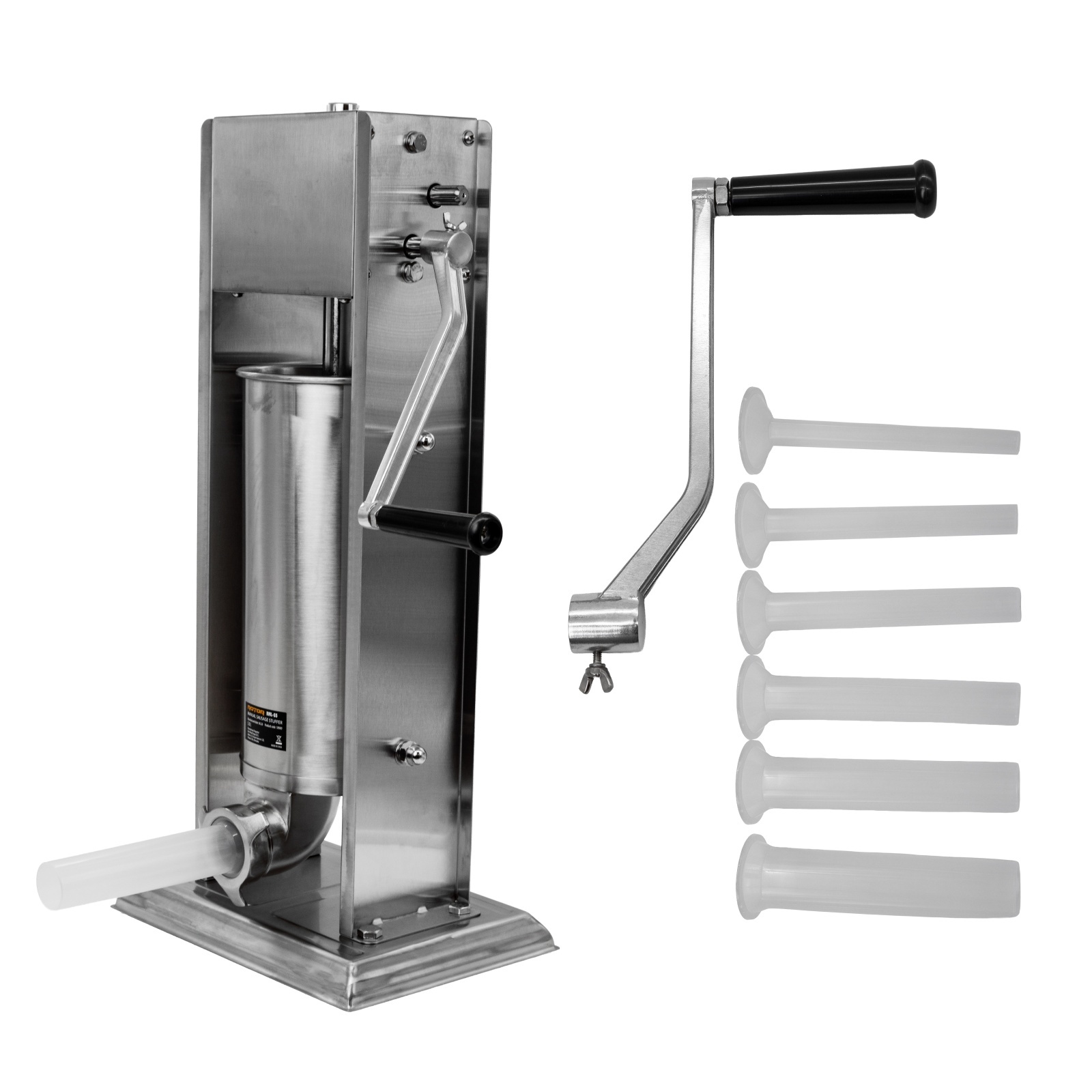 aparat-mecanic-de-facut-carnati-rotor-rml-s5-vertical-5-l-inox111208209 Aparat mecanic de facut carnati ROTOR RML-S5, vertical, 5 L, inox alimentar, cuva basculanta, 6 palnii, actionare prin manivela - imagine 1
