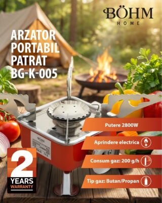 Arzător portabil pătrat BÖHM BG-K-005 Propan/butan