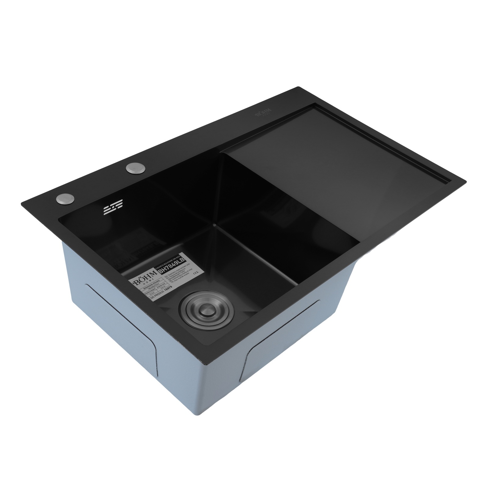Chiuvetă de bucătărie din inox alimentar SUS304 BH7849LB BÖHM Nano Black 780x490x215 mm – SimpleTools Chiuvetă de bucătărie din inox alimentar SUS304 BH7849LB BÖHM Nano Black 780x490x215 mm - SimpleTools