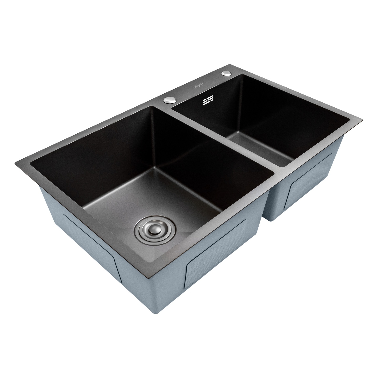 Chiuveta dubla bucatarie BÖHM BH7849DBA, inox alimentar SUS304, 780 x 490 x 220 mm, 2 cuve, finisaj Negru, sifon inclus – SimpleTools Chiuveta dubla bucatarie BÖHM BH7849DBA, inox alimentar SUS304, 780 x 490 x 220 mm, 2 cuve, finisaj Negru, sifon inclus - SimpleTools