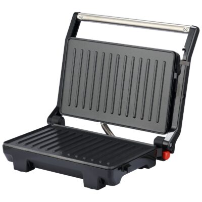 Gratar electric BÖHM HOME BEGM100S, 1000 W, placi reversibile grill / plane, deschidere 180°