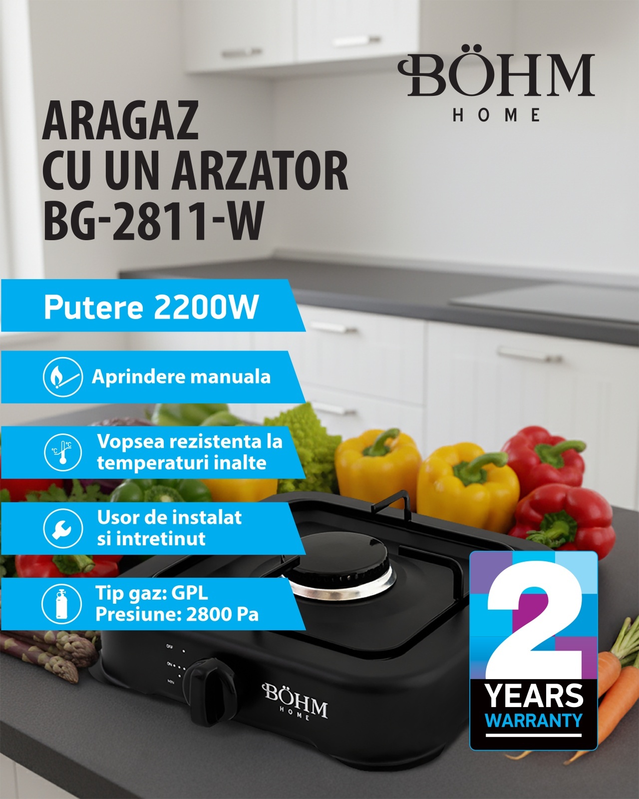 Plită cu un arzător pe gaz BÖHM BG-2811-B Negru – SimpleTools Plită cu un arzător pe gaz BÖHM BG-2811-B Negru - SimpleTools