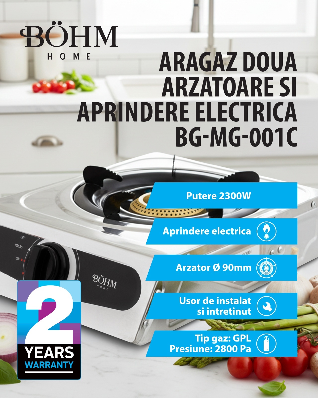 Plită cu un arzător și aprindere electrică BÖHM BG-MG-001C – SimpleTools Plită cu un arzător și aprindere electrică BÖHM BG-MG-001C - SimpleTools