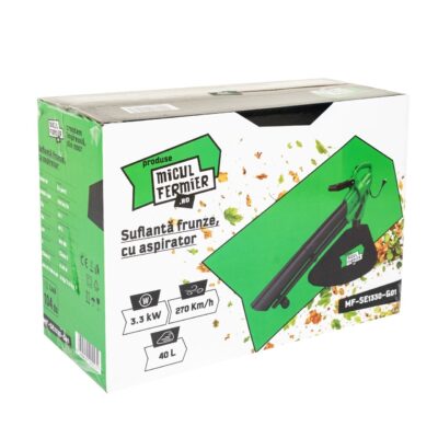 Suflanta frunze Micul Fermier, putere 3.3 kW, viteza maxima de suflare 270 km/h, capacitate sac colectare 40 litri, cu aspirator - imagine 2